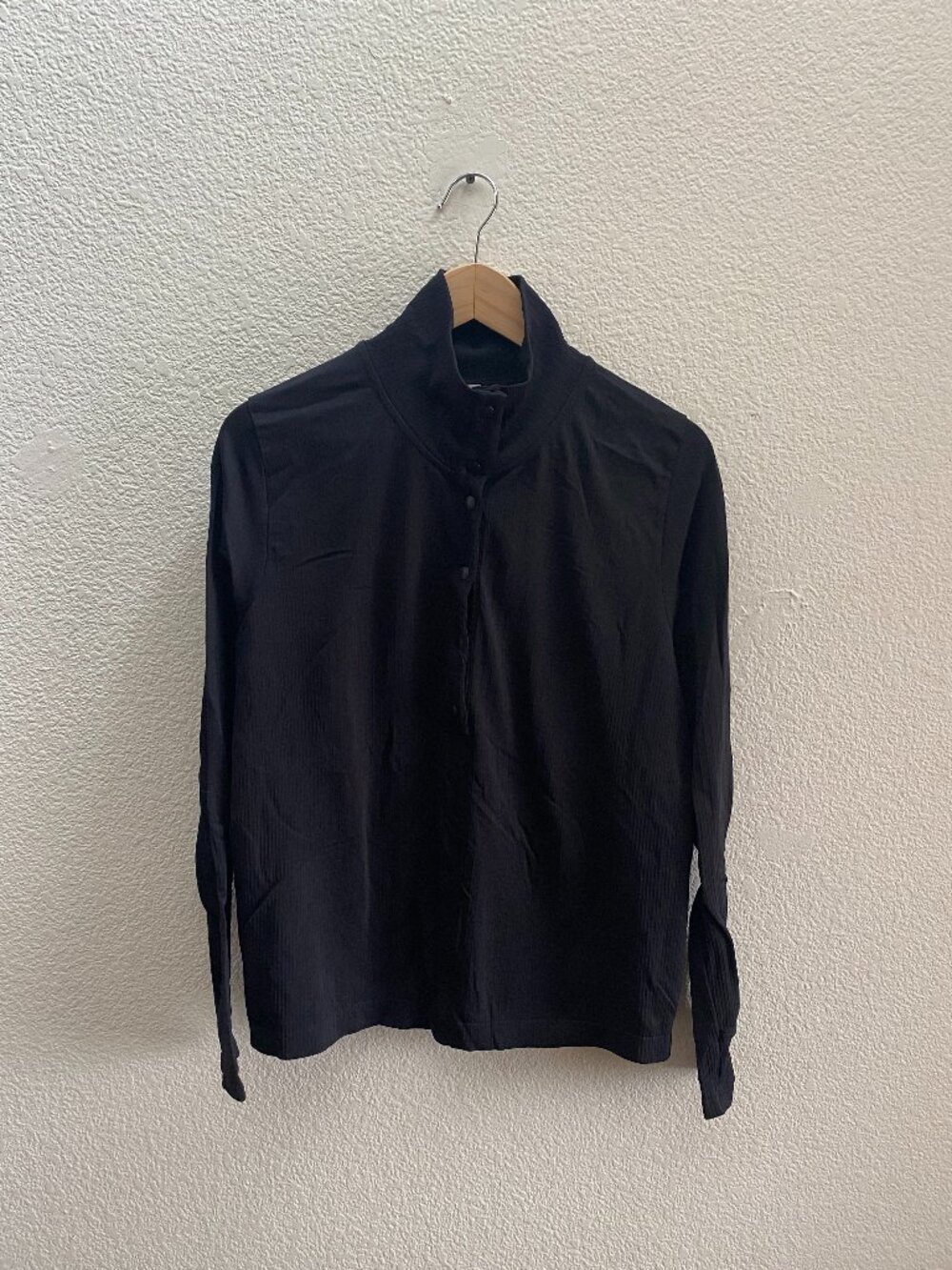 Athleta Flurry Seamless Henley Mock Neck Long Sleeve Shirt Top XL 466524 Black